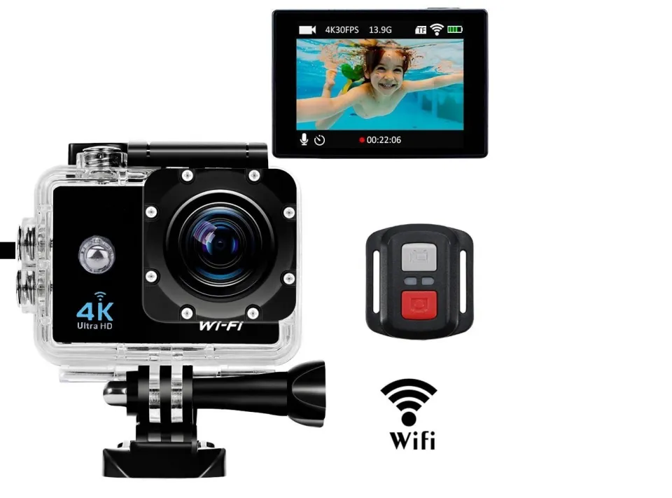 Ultra HD 30M 4K 16MP Waterproof WIFI Sports Action Camera with Built In Kit & Remote Control